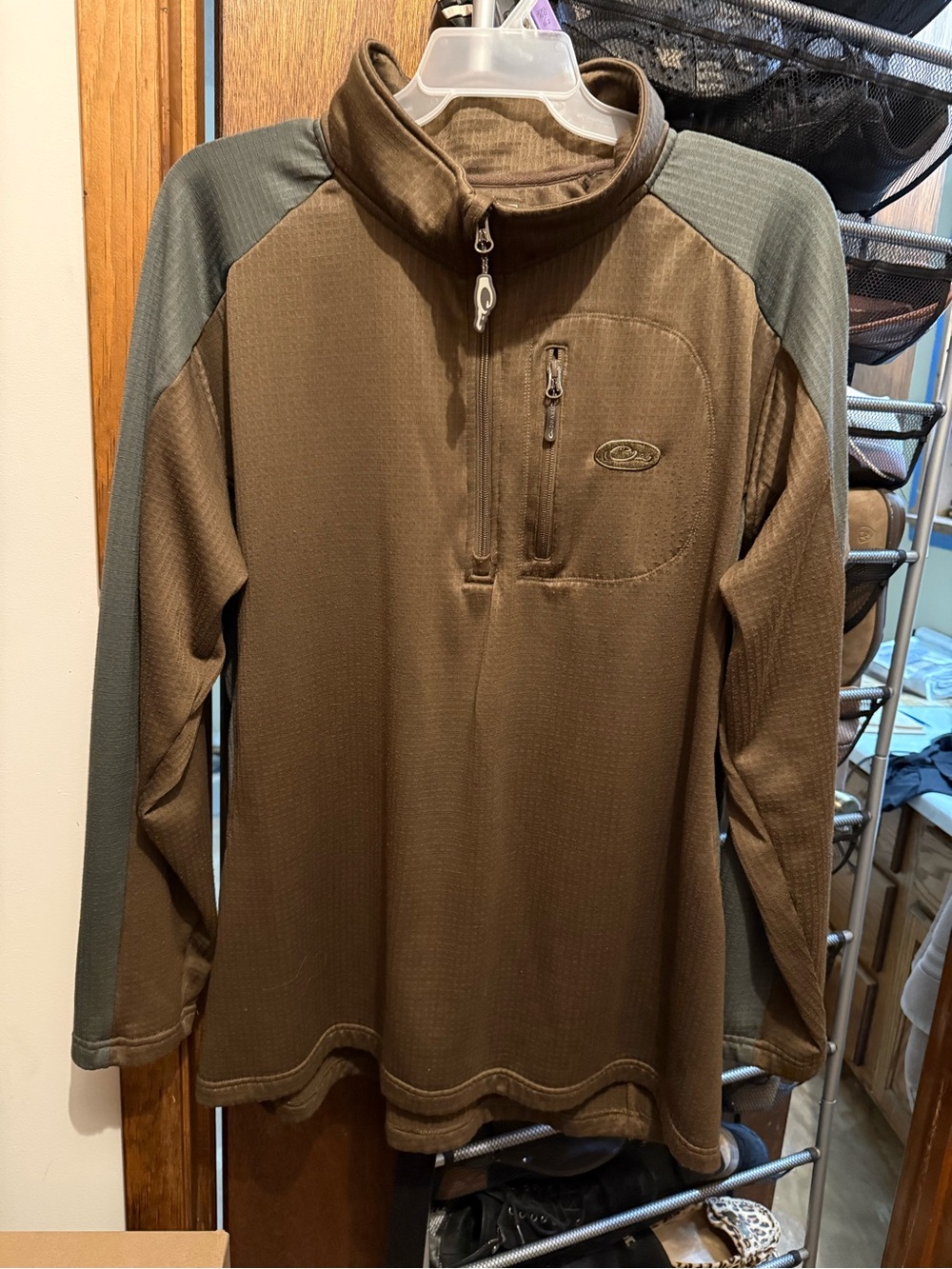 Drake Olive and Gray Half-Zip Lightweight Pullover